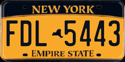 NY license plate FDL5443