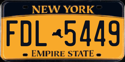 NY license plate FDL5449