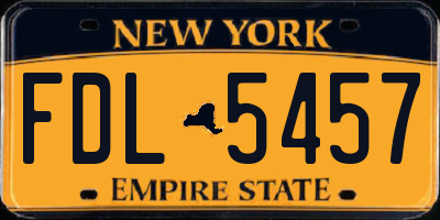 NY license plate FDL5457