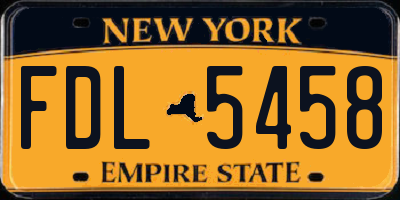 NY license plate FDL5458