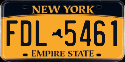 NY license plate FDL5461