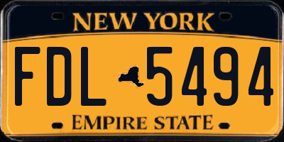 NY license plate FDL5494
