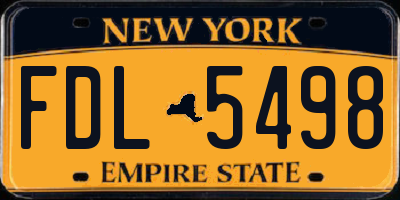 NY license plate FDL5498