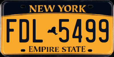 NY license plate FDL5499