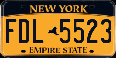NY license plate FDL5523