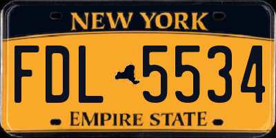 NY license plate FDL5534