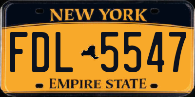 NY license plate FDL5547