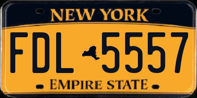NY license plate FDL5557