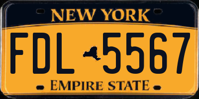 NY license plate FDL5567