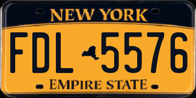 NY license plate FDL5576