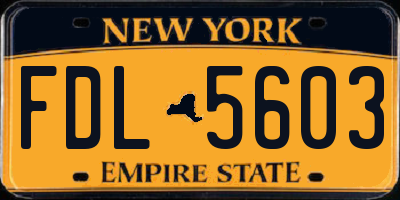 NY license plate FDL5603