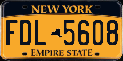 NY license plate FDL5608