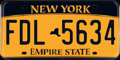 NY license plate FDL5634