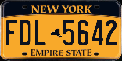 NY license plate FDL5642