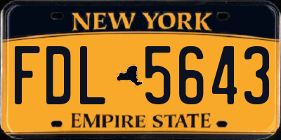 NY license plate FDL5643