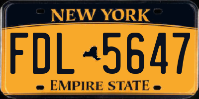 NY license plate FDL5647