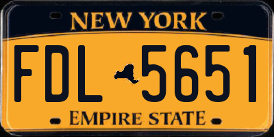 NY license plate FDL5651
