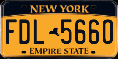 NY license plate FDL5660