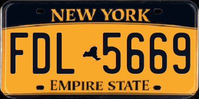 NY license plate FDL5669
