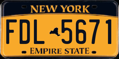 NY license plate FDL5671