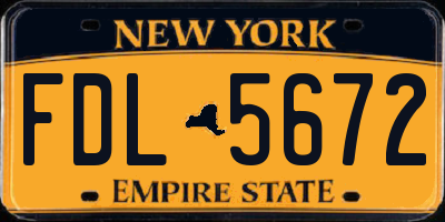 NY license plate FDL5672