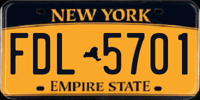 NY license plate FDL5701