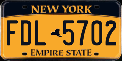 NY license plate FDL5702