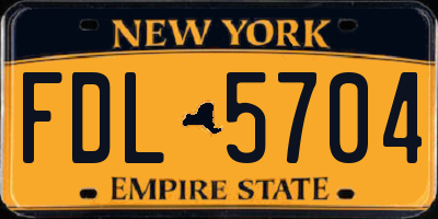 NY license plate FDL5704