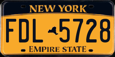 NY license plate FDL5728