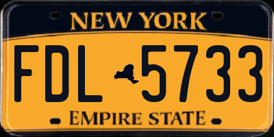 NY license plate FDL5733