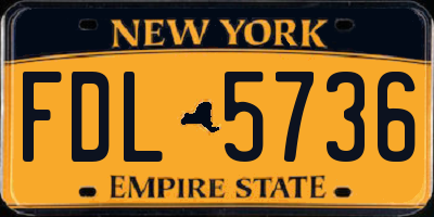 NY license plate FDL5736