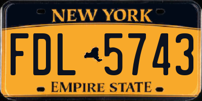 NY license plate FDL5743