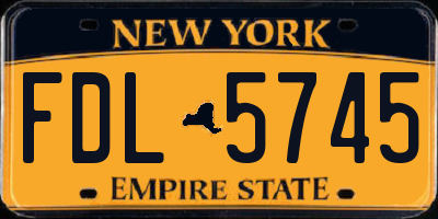 NY license plate FDL5745