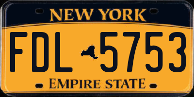NY license plate FDL5753