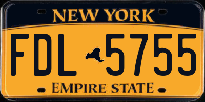 NY license plate FDL5755
