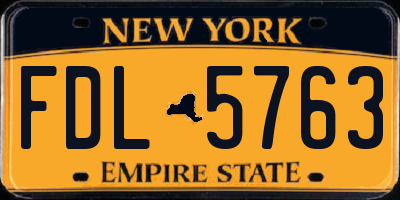 NY license plate FDL5763