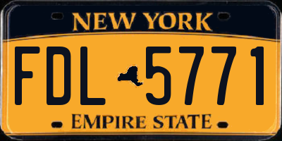 NY license plate FDL5771