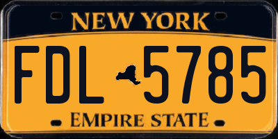 NY license plate FDL5785