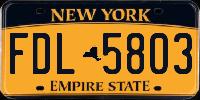 NY license plate FDL5803