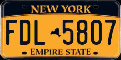 NY license plate FDL5807