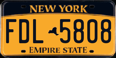 NY license plate FDL5808