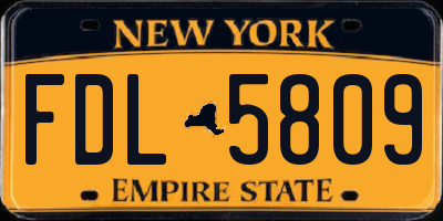 NY license plate FDL5809