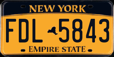 NY license plate FDL5843