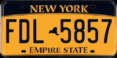 NY license plate FDL5857