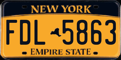 NY license plate FDL5863