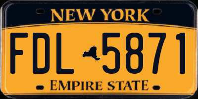 NY license plate FDL5871