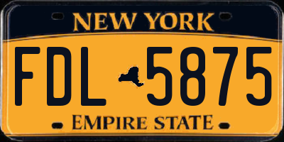 NY license plate FDL5875