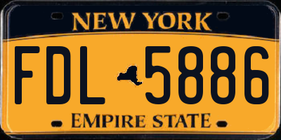 NY license plate FDL5886