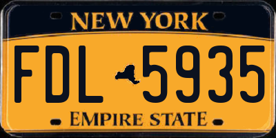 NY license plate FDL5935
