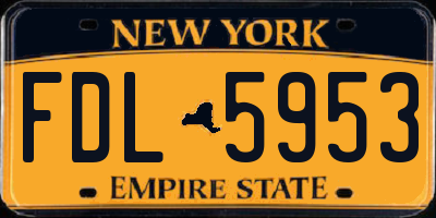 NY license plate FDL5953